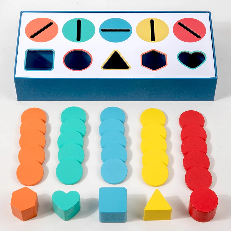 Sussidi didattici Montessori scatola di classificazione della forma del colore in legno per bambini abbinamento cognitivo riconoscimento del colore puzzle per l'educazione precoce