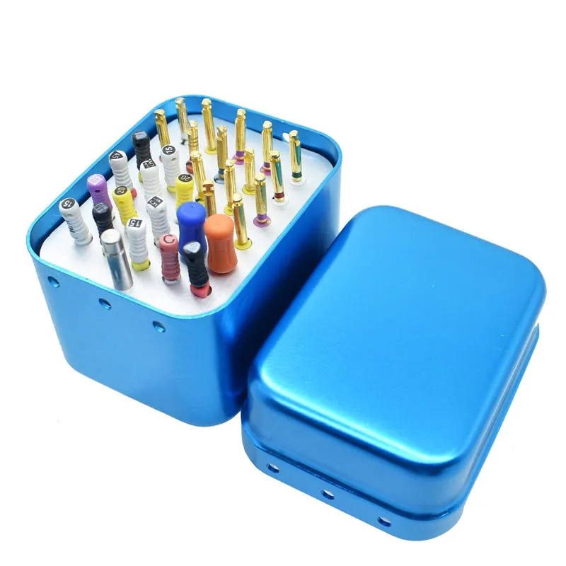 F053 Dental Disinfection Endo Files Holder Metal Box 30 Points Autoclave Sterilizer Case Burs For Oral Care Tools Random Color