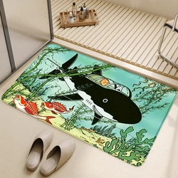 Anime Room Rugs Dragon Ink Pattern Carpets Tintins Doormat Bathroom Rug Floor Mats Carpet Anti Slip Mat Kitchen Hallway Decor