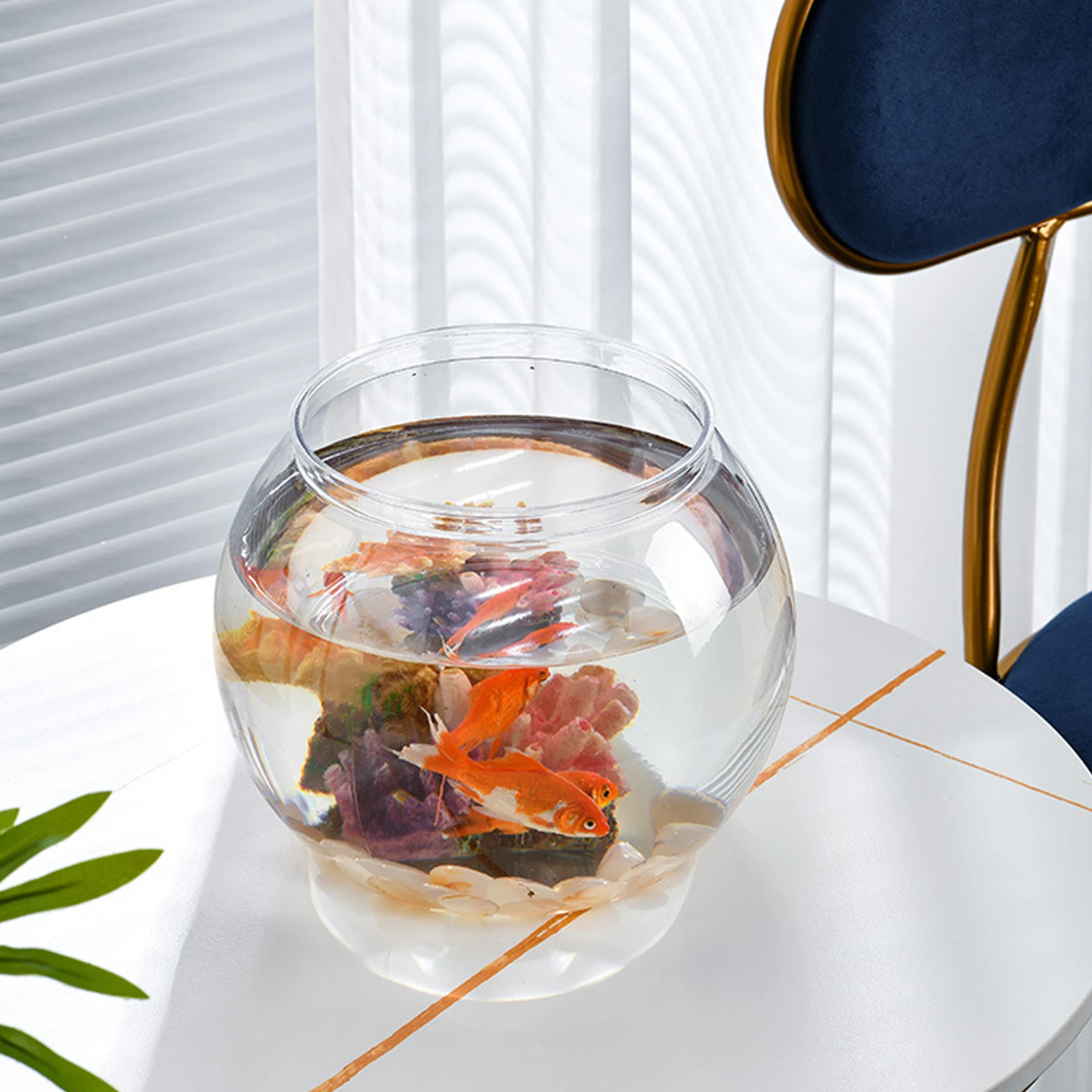 

Desktop Landscape Fish Tank Plastic Round Aquarium Multifunction Sphere Bowl Transparent Clear Keeper Travel Office