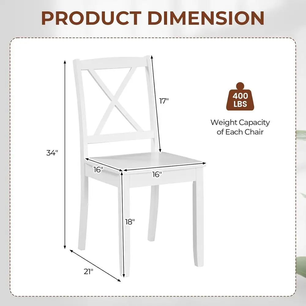 Juego de 4 sillas de comedor de granja blancas con patas de caucho y respaldos curvos para cocina casera