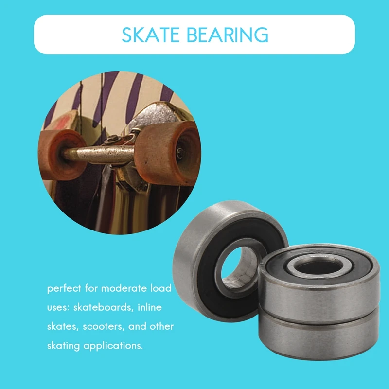 20 Pack 608-2RS Ball Bearing - Double Rubber Sealed Miniature Deep Groove Ball Bearings For Skateboards, Inline Skates, Scooters