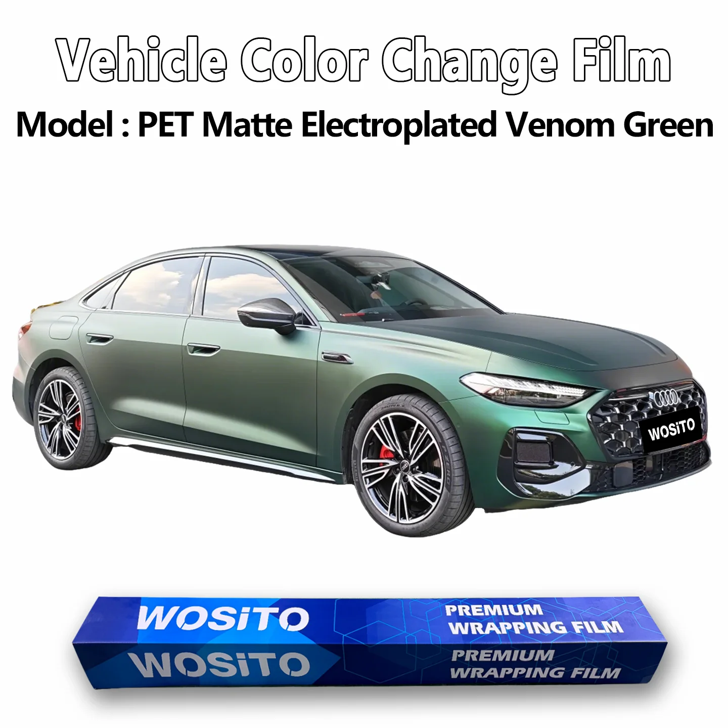 PET Matte Chrome Venom Green Car Wrap Film Satin Vinyl Color Change Anti Scratch Bubble Free Factory Direct Automotive Styling W