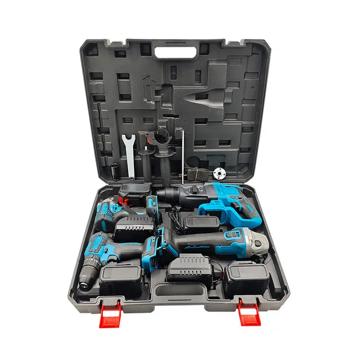 

21v Lithium Battery Cordless Electric Drill Power Electric Torque Ratchet Wrench Machines Tools Combo Set Diy