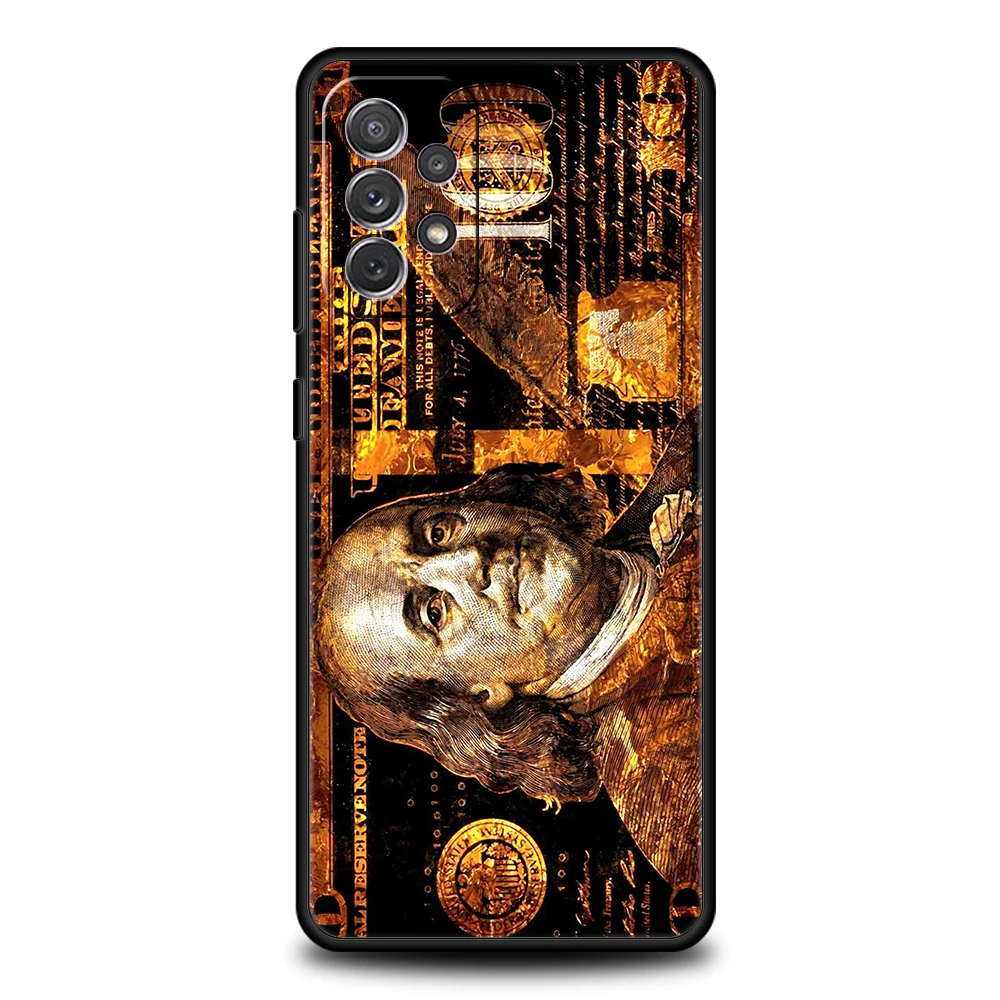 USD Dollar Cash Luxury Phone Case for Samsung Galaxy A55 A35 A15 A14 A25 A54 A51 A71 A72 A73 A32 A52 A52S A41 5G Silicone Shell