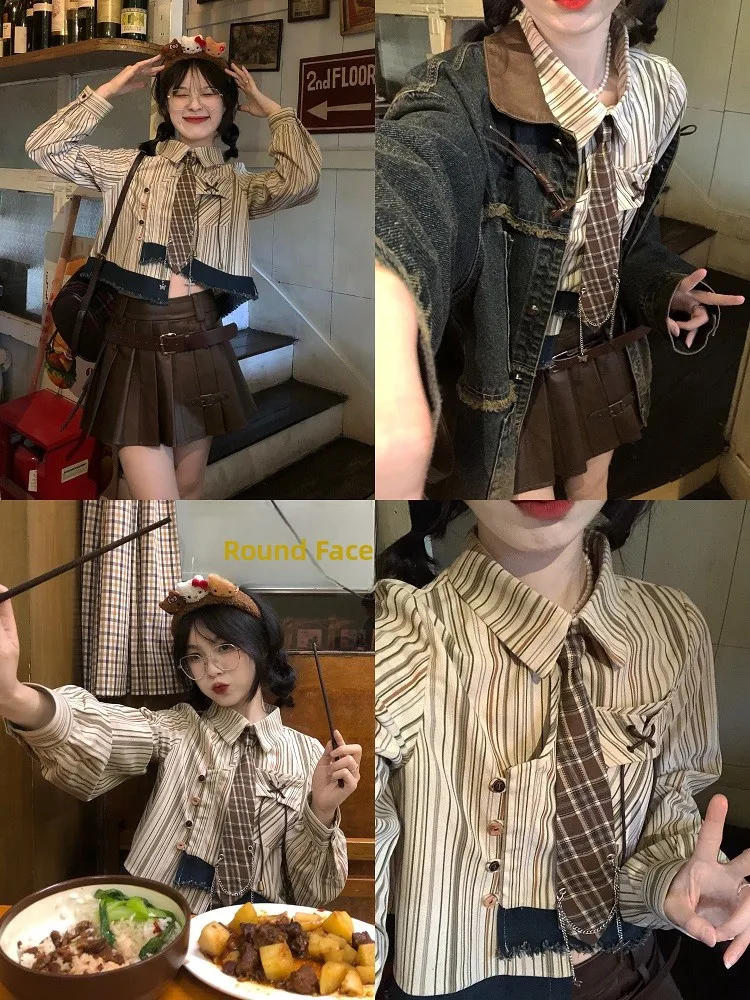 

American Vintage Button Design Long Sve irt Autumn Beau Mermaid Straight Cut Cotton Polyester Blend Ne ort Le...