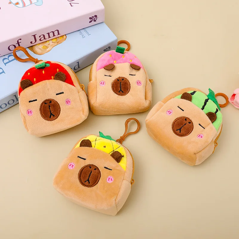 24pcs/lot Cartoon Capybara Plush Pencil Case Kawaii Pencil Box Cosmetic Pen Bag Stationery School Supplies