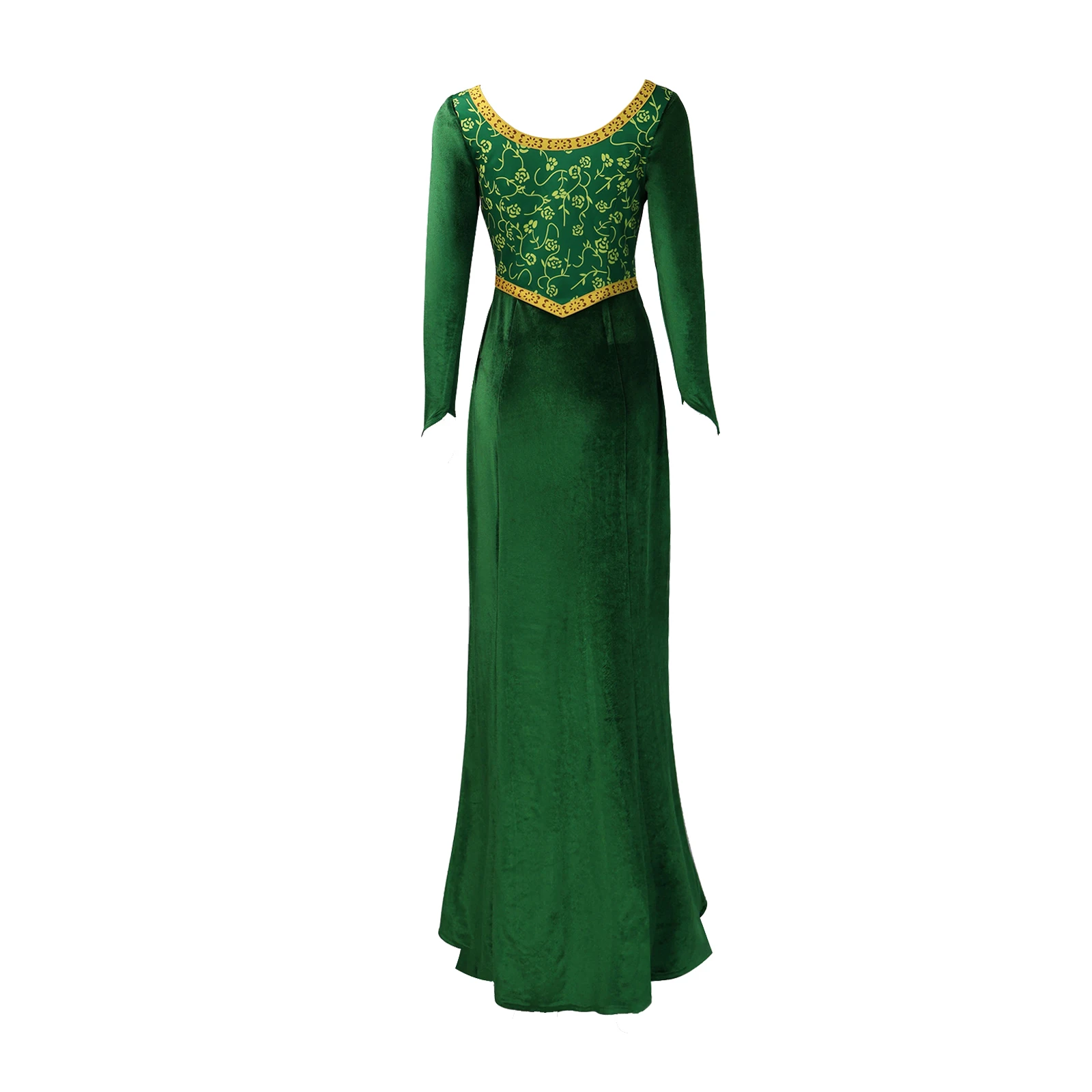 Fiona Costume Fiona Dress Women Long Sleeves Green Velvet Gown Halloweem Outfit