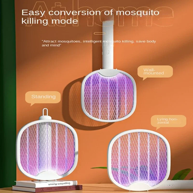 접이식 전기 모기 킬러, USB 충전식 플라이 트랩, 모기 스와터 라켓, 곤충 킬러, UV 라이트, 버그 재퍼, 3500V 