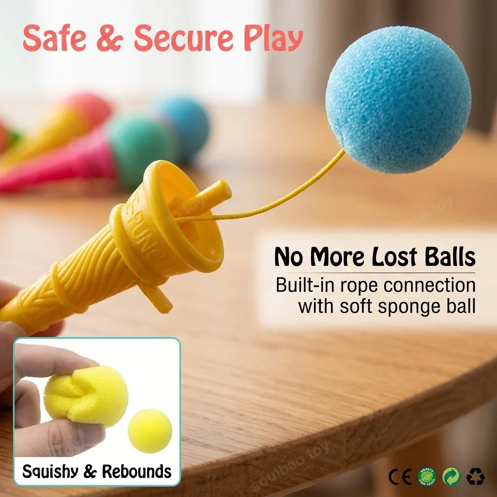 10pcs Novelty Mini Ice Cream Shape Launcher Sponge Ball Prank Toy Funny Gag Trick for Adult Party Gift & Prank Supplies