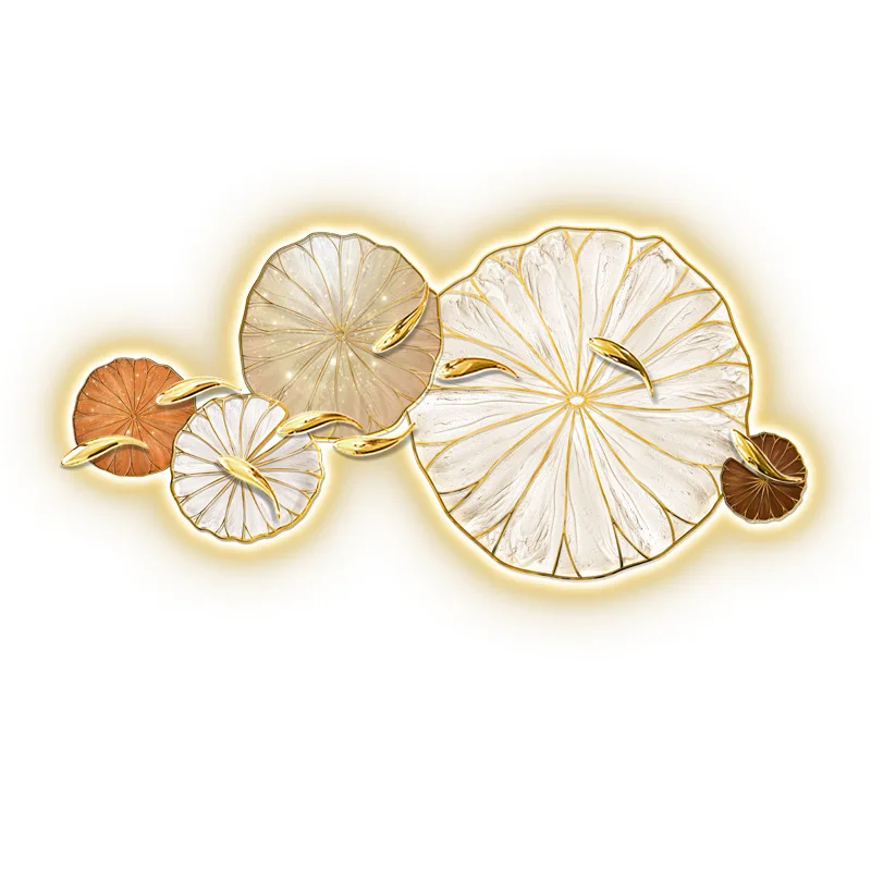 

New Chinese-style sofa background wall decorative painting living room high-end atmosphere lotus nine fish picture with ambient