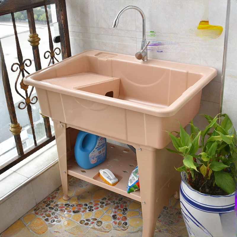 Balcony laundry sink with washboard, household laundry table, wash basin, sink cabinet, laundry table slot, plastic thickened