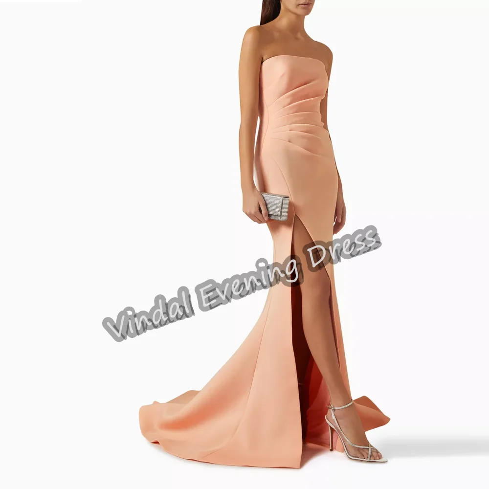 

Vindal Evening Dress Strapless Floor Length Mermaid Elegant Built-in Bra Crepe Sexy Sleeveless Saudi Arabia For Woman 2024