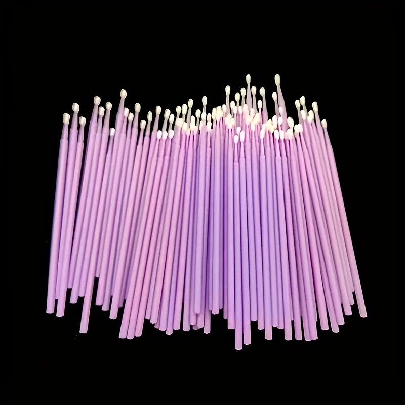 100Pcs Disposable Micro Brushes Random Color Fine Tip Paint Applicator Soft Bristle Car Maintenance Detail Cleaning Brush