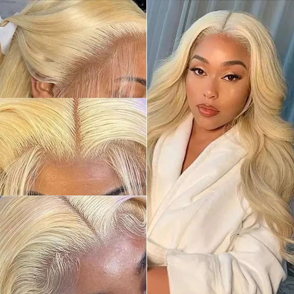 30 36인치 HD 투명 금발 바디 # 613 13x6 레이스 프론트 인간의 머리 가발 흑인 여성을 위한 브라질 레이스 프론탈 200% 밀도