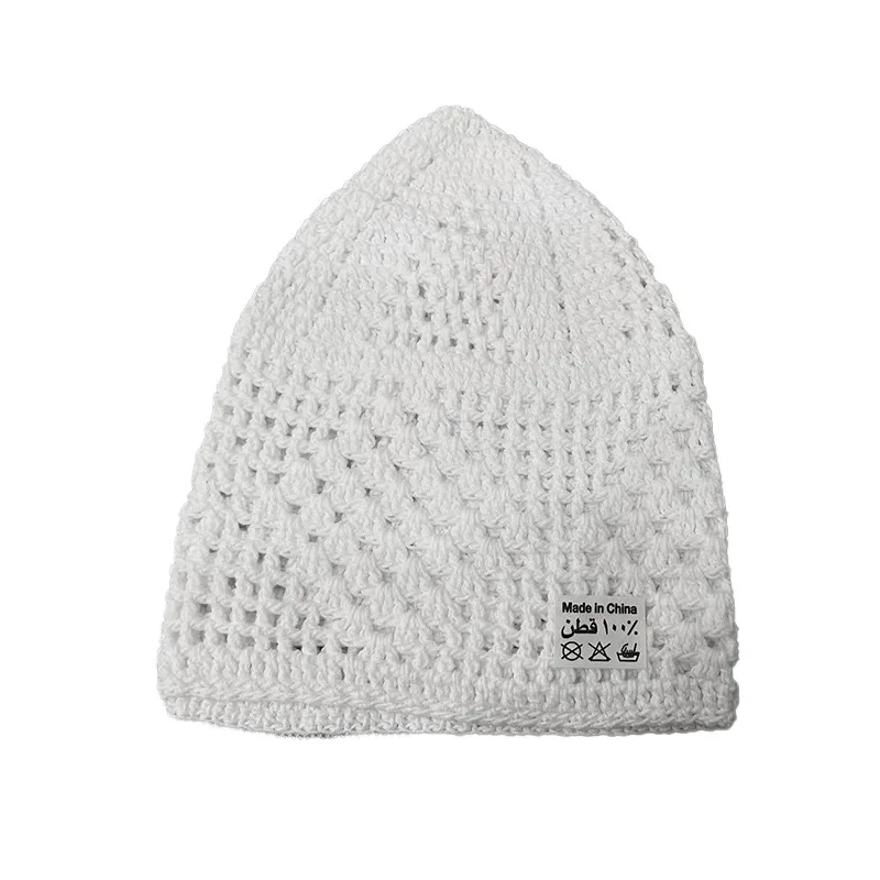 Casquettes Musulmanes pour Homme, Chapeau de Prière au Crochet, en Maille, Kufi, Kippa Islamique, Arabie Saoudite, Blanc, Livraison Gratuite, 0738