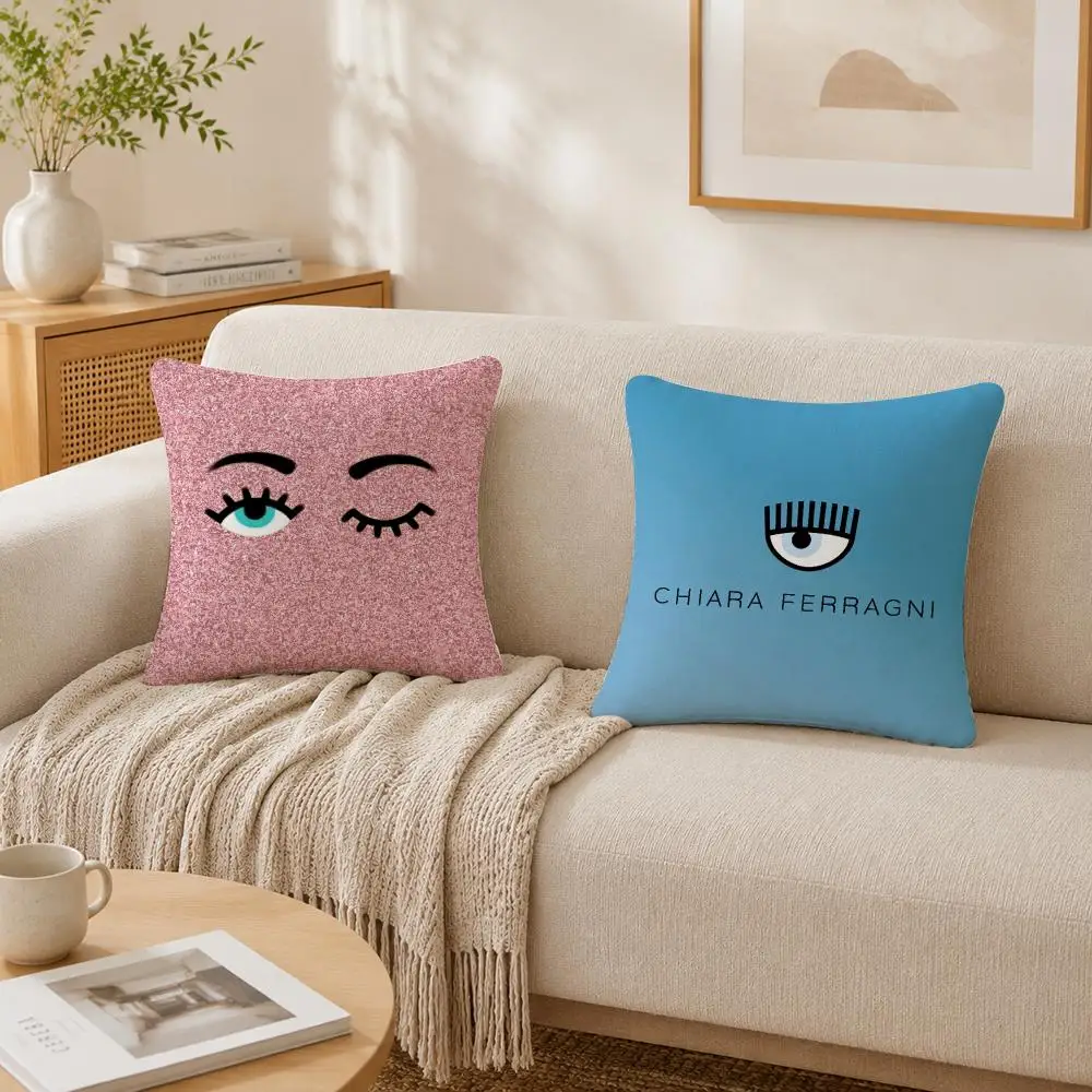 Hot Eyes C-Chiara F-Ferragnies Cushion Cover Plush Decorative Pillow Case With Hidden Zipper Fashion Room Decor For Home