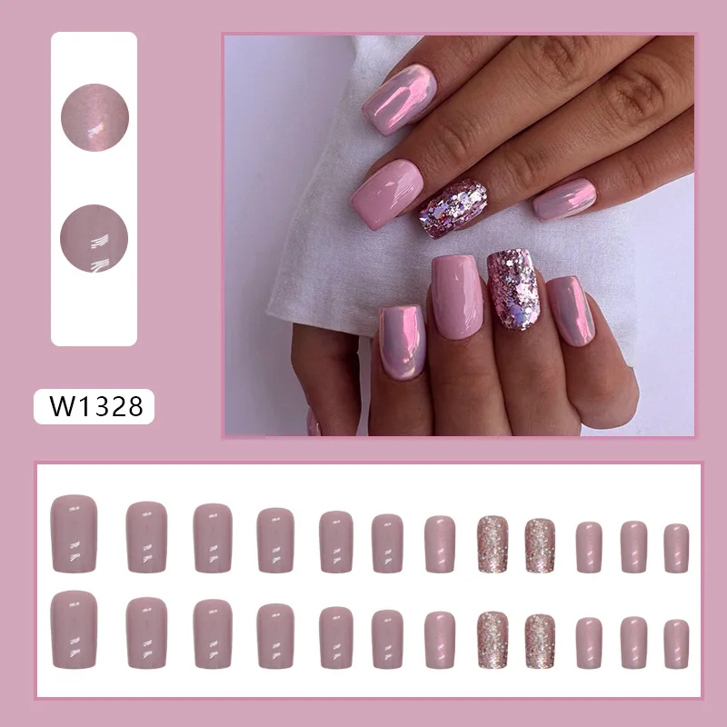 

24Pcs Medium Ballerina Press on Nails - Rainbow Colors High Gloss Solid | Minimalist Alluring Style for Women & Girls
