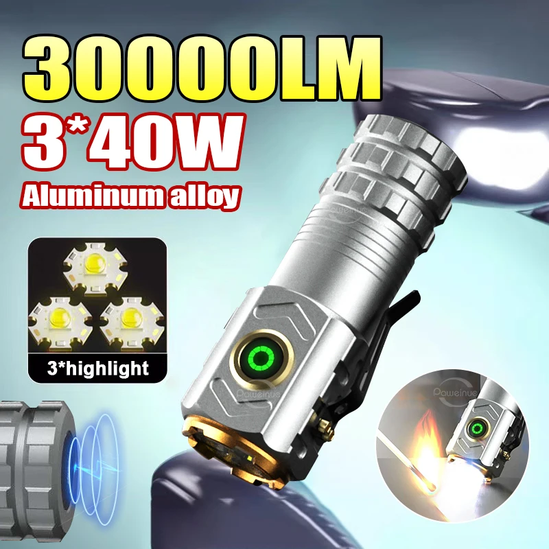 Best Selling Mini Flashlight 18500 Ultra Powerful Torch 30000lumen Flashlight High Power Led Flashlight Strong Magnet Mini Torch