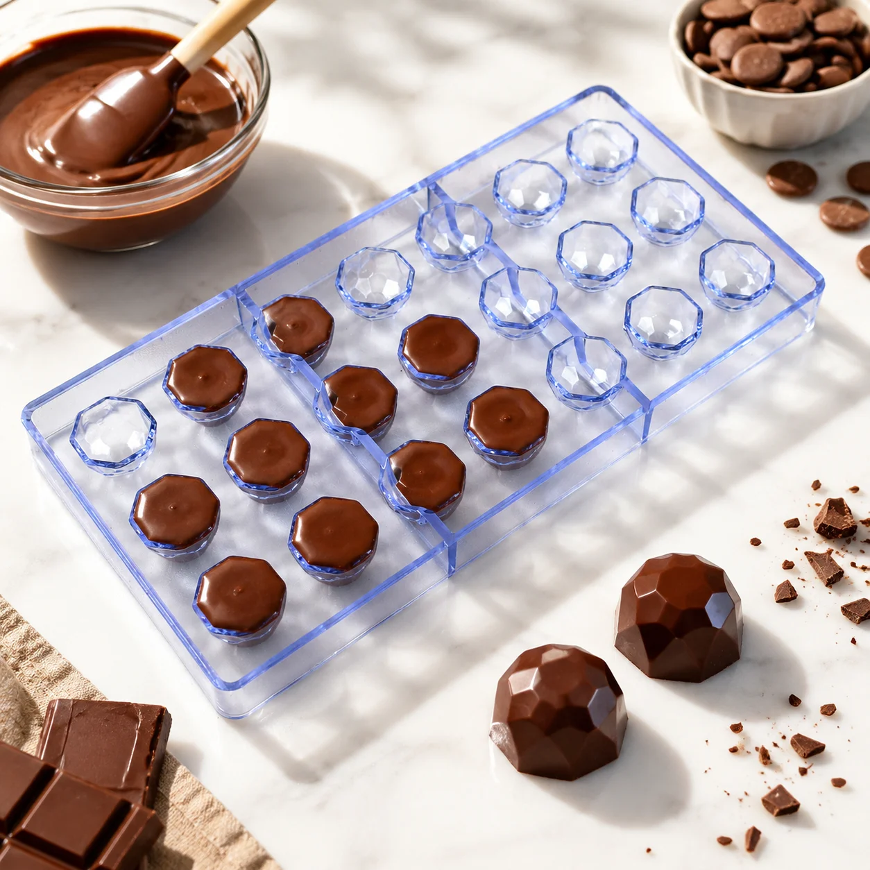 

1Pc Polycarbonate Diamond Shape Chocolate Mold, Beginner Friendly Candy Mould for Baking