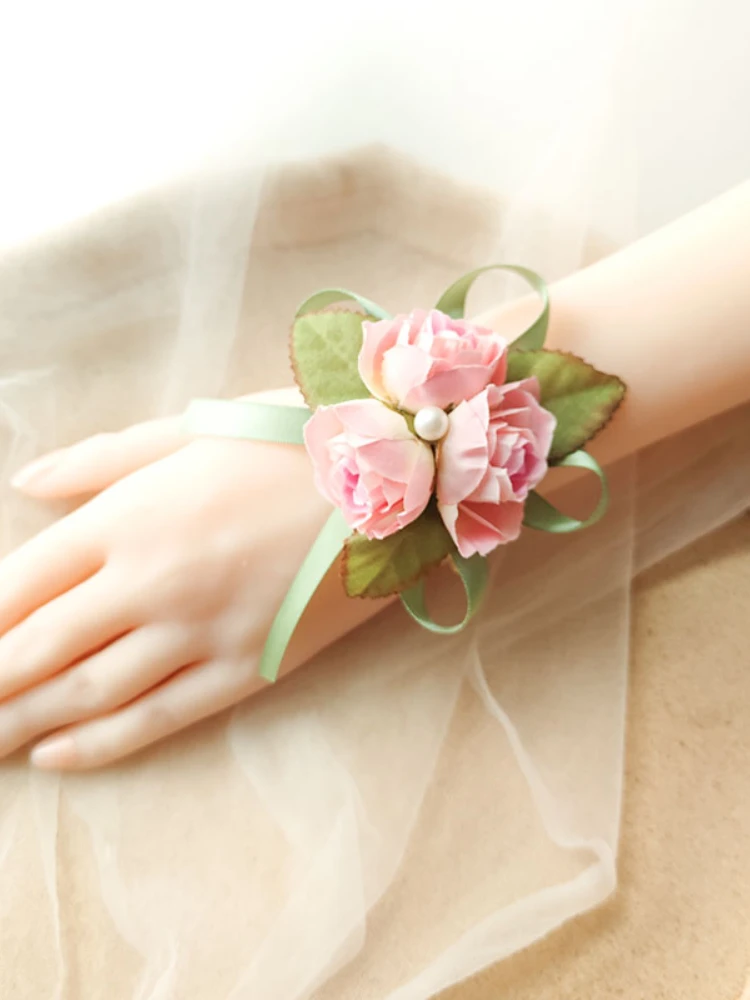 * سوار وصيفة العروس فلور معصم الصدار لإكسسوارات الزفاف العروس Mariage زهور اليد شقيقة فتاة حفلة موسيقية الديكور