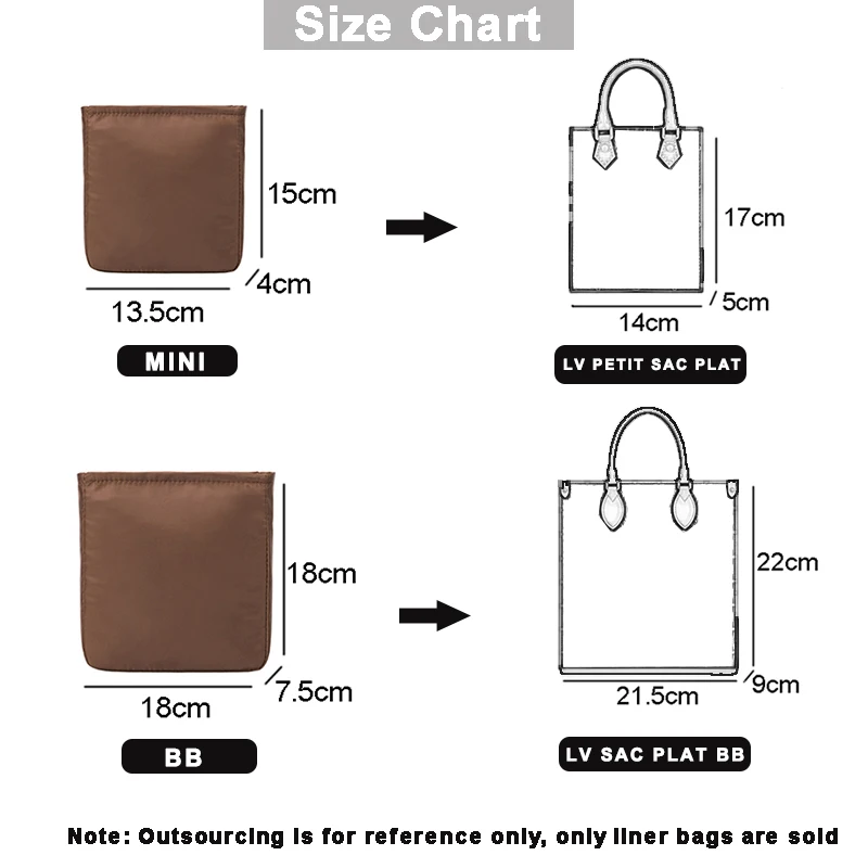 Evertoner para petit sac plat bb saco de inserção de náilon viagem interior bolsa portátil cosméticos sacos de armazenamento tote organizador de