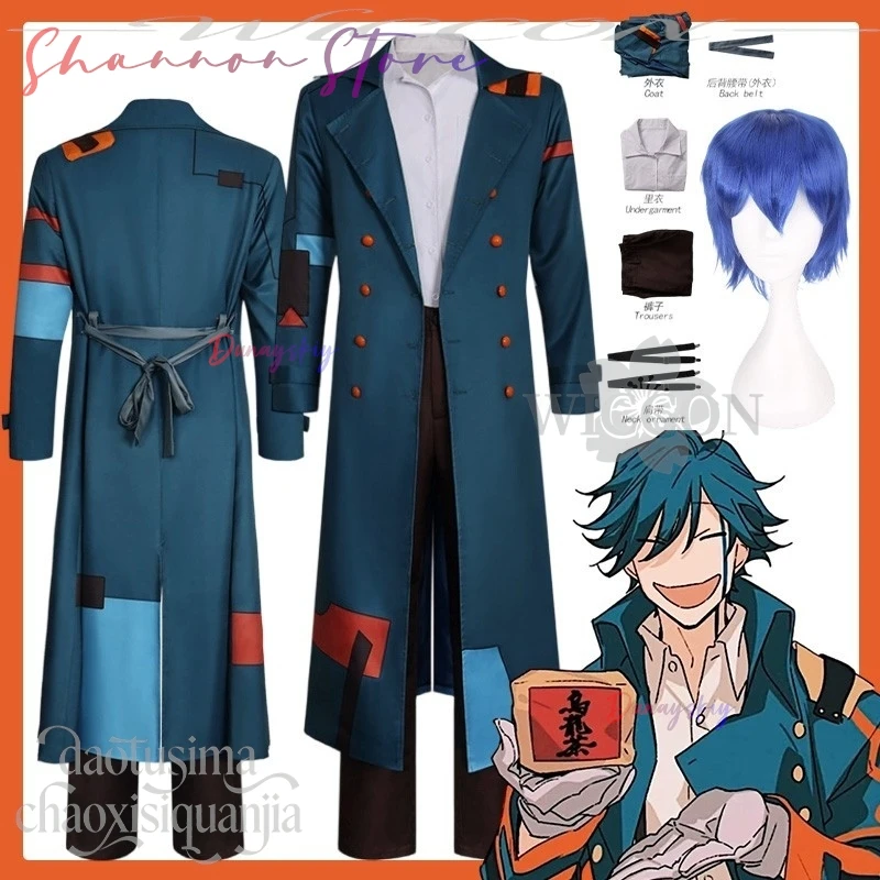 

Цулу Шинучи Костюм Новый Аниме Нежить Девушка Вбивство Фарс 코스프레 Лоскутный Узор Длинный Синий Тренч Парики Рождественская Вечеринка