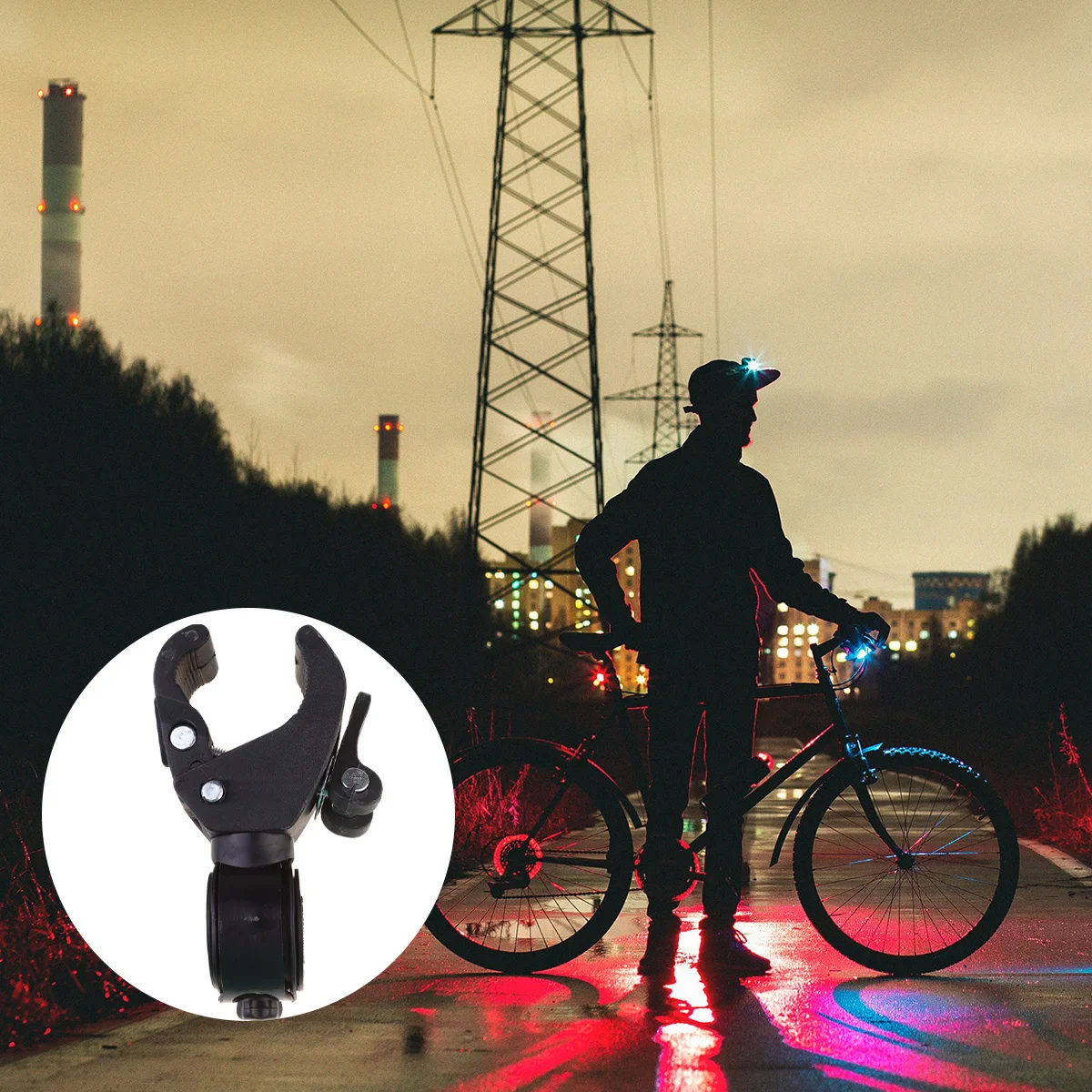 

2pcs Plastic Front Light Mount 360° Rotatable Bike Handlebar Flashlight Bracket For Road E-Bike Motorcycle Lamp Rack Outdoor