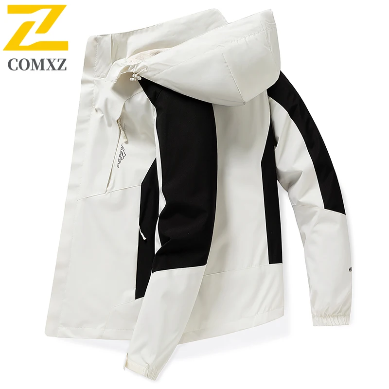 سترة ربيع الخريف على طراز قاطرة للجنسين سترة واقية بغطاء للرأس معطف خارجي للمشي لمسافات طويلة مجموعة ملابس الشارع الحضرية المطابقة