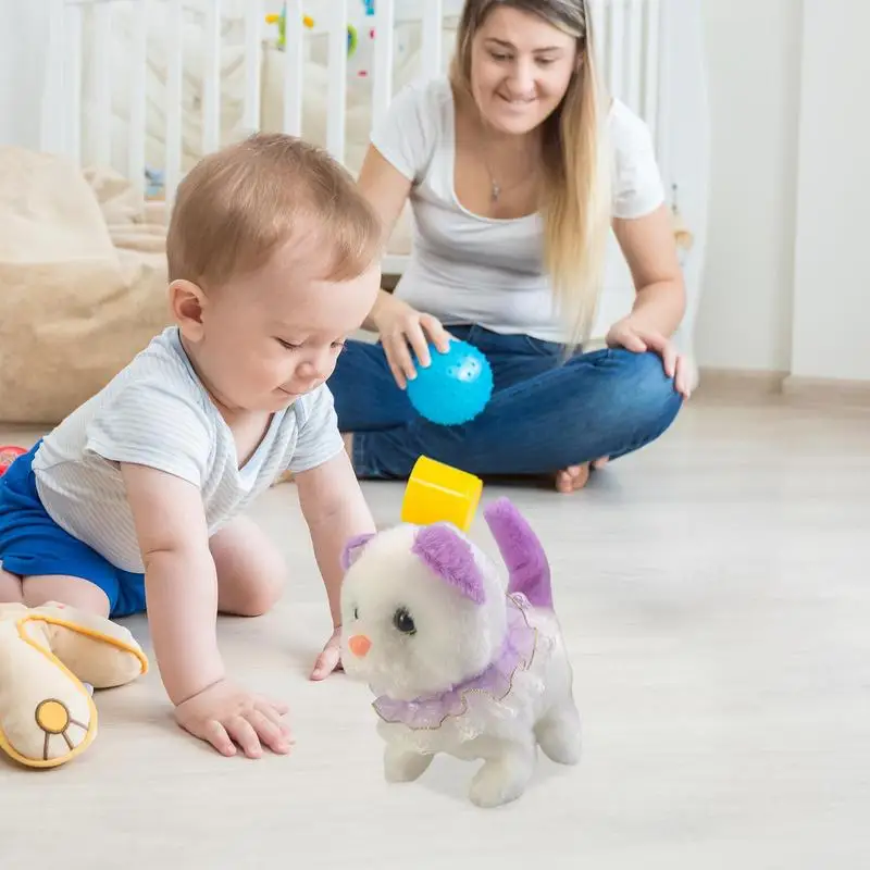 Interactive Toy Robot Kitten Walking And Wagging Tail Electronic Plush Toy Interactive Kitten Toy For Children Boys Girls