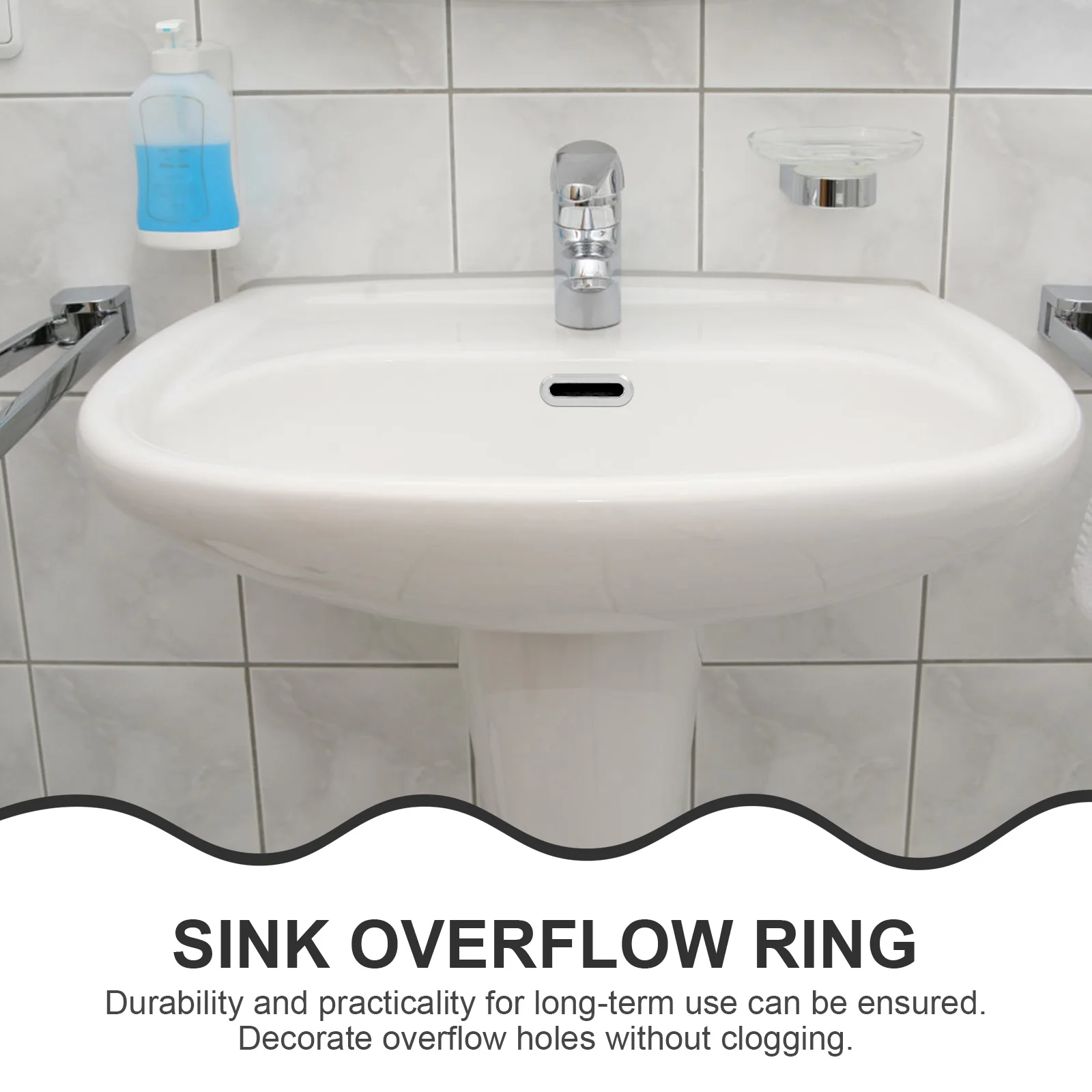 

10Pcs Oval Sink Overflow Cover Plastic Lightweight Easy Installation Compact Size Bathroom Supplies