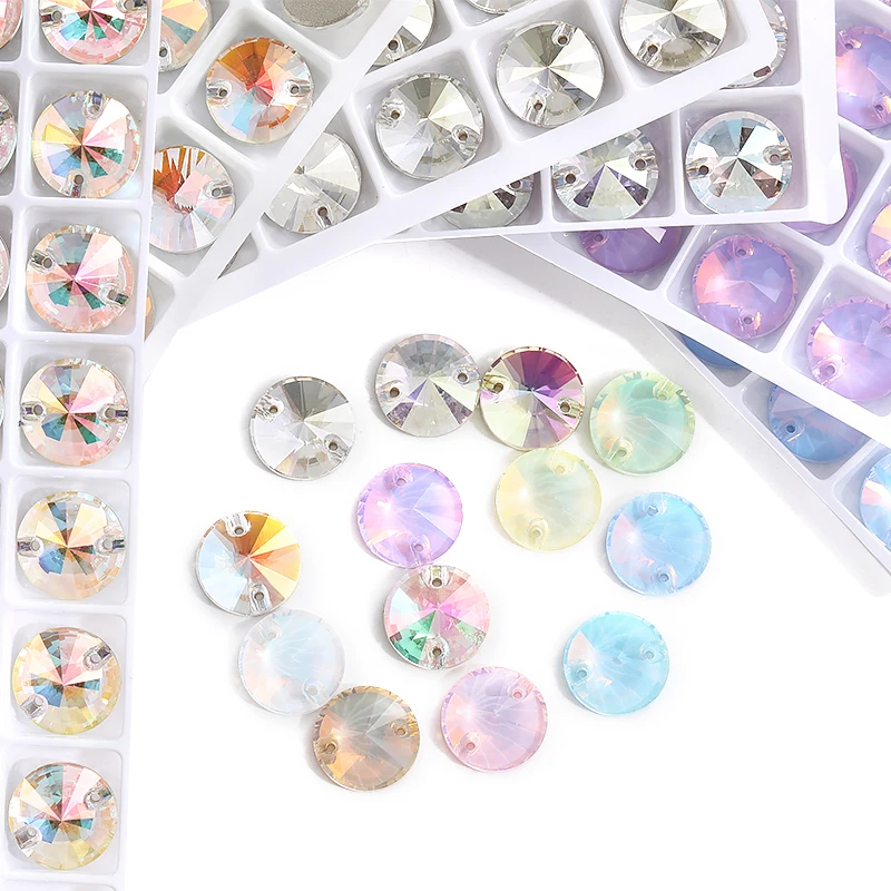 Flatback Rhinestones Crystal Applique for Sewing, Rivoli Stone and Strass for Dress, Sew On Crystal, DIY Glass Beads for Clothes