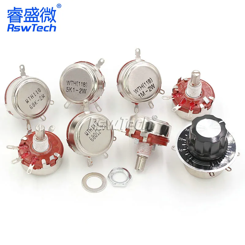 WTH118-1A 2W single-turn carbon film potentiometer + knob + scale 1K/2K/24K/10K/100K/47K