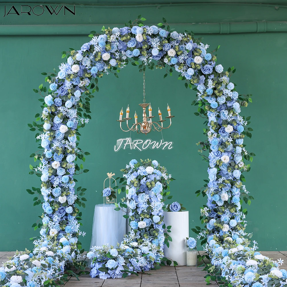 Luxury Blue Series Artificial Rose Eucalyptus Greenery Flower Arrangement for Wedding Arch Decorations Customized Floral Runner