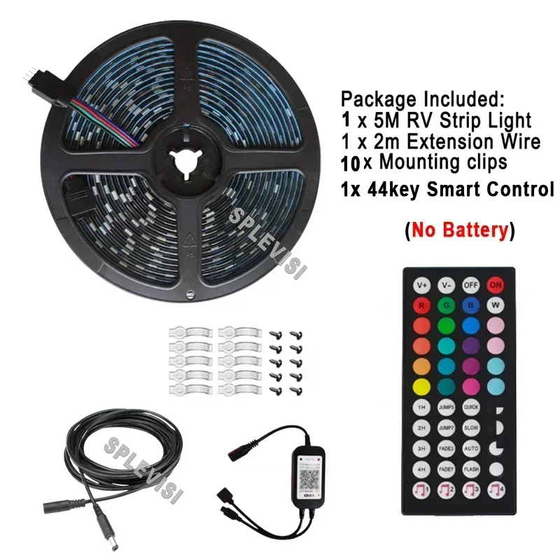 Zdalnie Sterowane i Sterowane Aplikacją RGB Wielokolorowe LED-owe Listwy Świetlne do Łodzi Pontonowych, Morskie, DC12V, do Łodzi Wiosłowych, Jon Boat, Bass Boat, Łodzi Żaglowych, Kajaków, Lampki Akcentujące, Lampki Ozdobne, Lampki Ułatwiające Widzenie