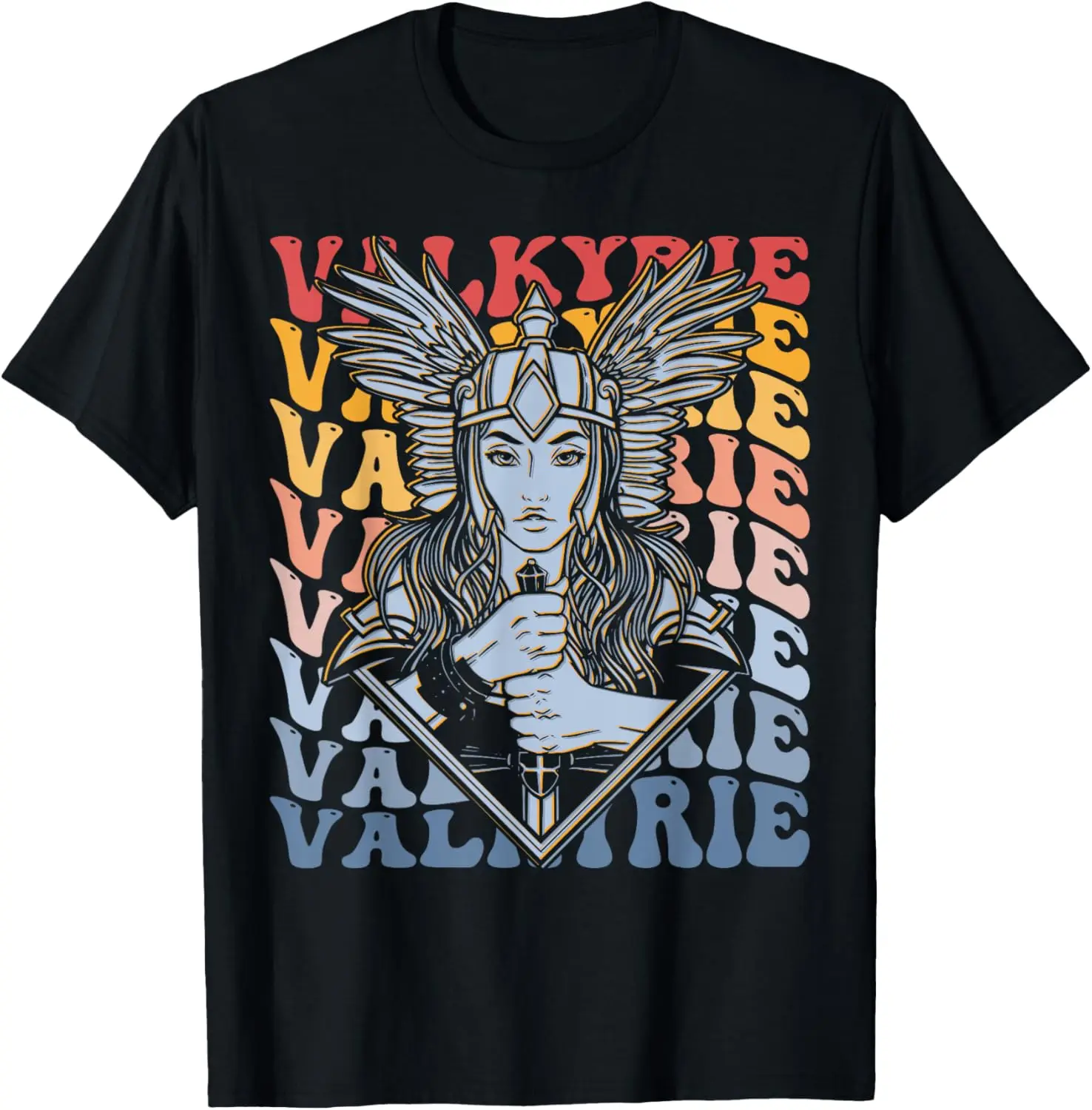 Norse Mythology Valkyrie Groovy Nordic Warrior Valhalla T-Shirt 100% Cotton O-Neck Short Sleeve Summer Casual Mens T-shirt