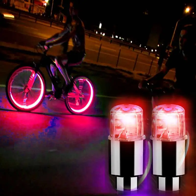 Cars Wheel Caps LED Lights Wheel Tire Valve Caps Cycling Lantern Spokes Hub Tyre Lamp Car Tire Decoration Accessories