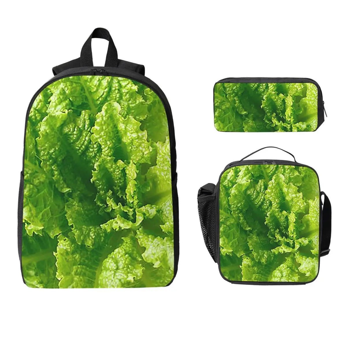 

Lettuce Closeup Backpack Boys Girls BookBag School Bag Computer Shoulder Bags 3ps Insulated Lunch Bag Pencil Case