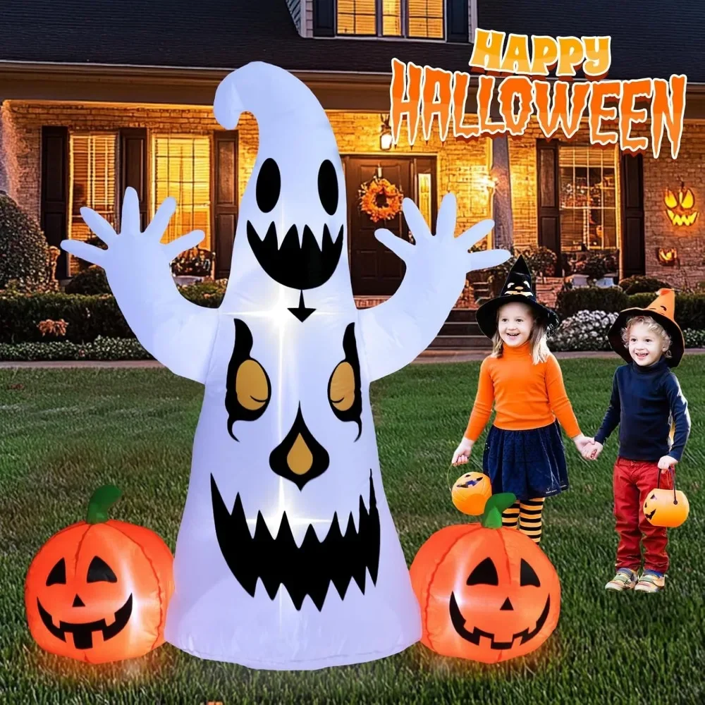 Halloween Inflatables Decorations Outdoor Ghost Pumpkin: with LED Lights, Large Inflatable Halloween Decorations for Party Decor