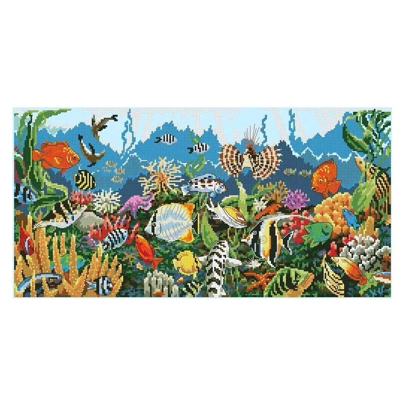 High Quality Lovely Beautiful Counted Cross Stitch Kit Underwater Paradise Under The Sea Submarine World Fishes Fish Dim 3792