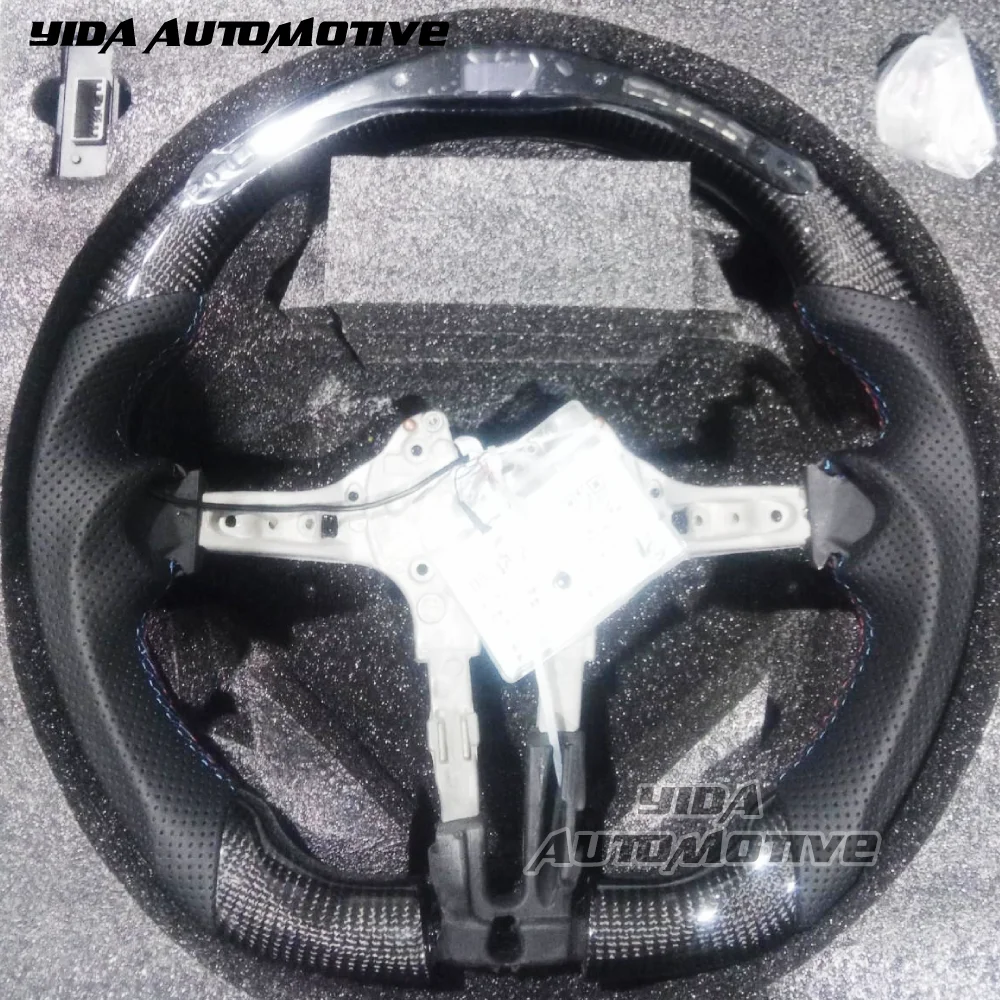 Niestandardowa podgrzewana kierownica samochodowa pasująca do BMW M2 M3 M4 F20 F80 F87 f30 340i 335i wydech 2014 LED RPM Kierownica z włókna węglowego