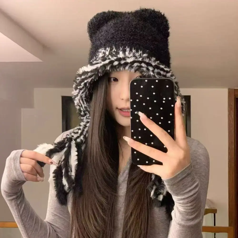 

Sweet Cat Ears Ear Protection Hat Korean Style Soft Knitted Warm Hat Keep Warm Comfortable Thicken Beanie Cap Hiking