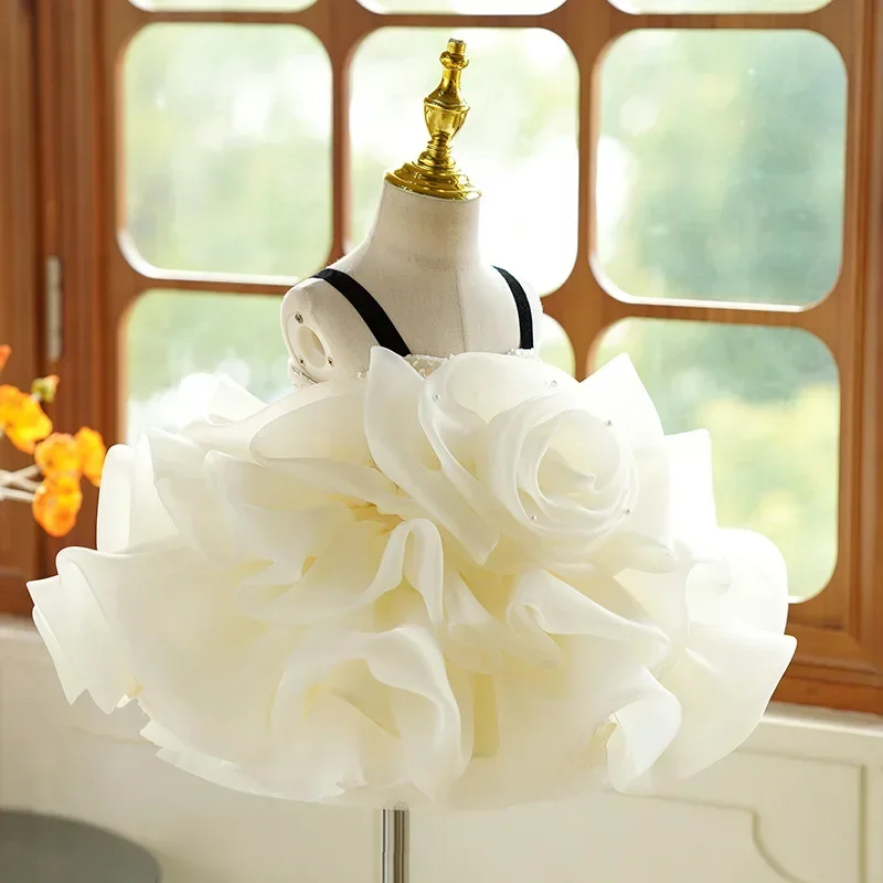 

2025 New Fashion Glitter Big Bow Cake Skirt Carnival Birthday Banquet Host High end Performance Dress 1-12 years