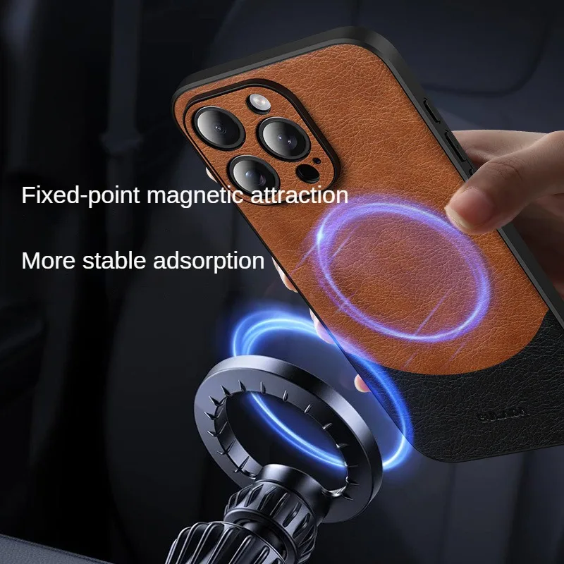 Magnetic Leather Case for iPhone 16 15 Pro Max SULADA Enjoyment All Inclusive Anti Drop Business Case for iPhone 14 Pro Max Case