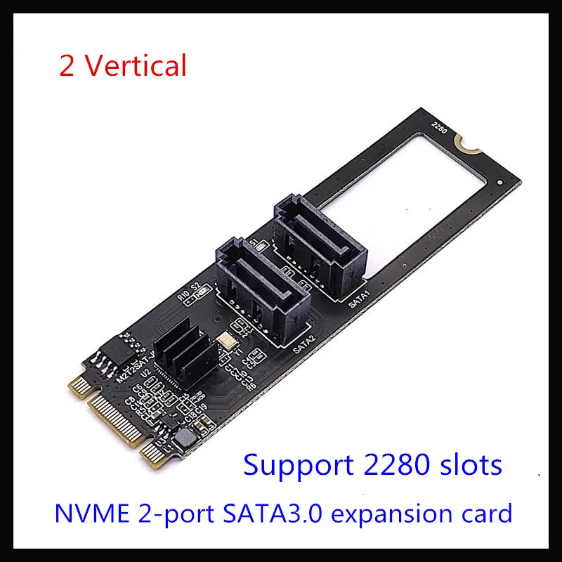 NGFF M2 NVME to SATA3.0 6Gb Card Adapter M.2 Key-M PCIE NVME to Dual SATA 3.0 Expanion Card Riser Converter JMB582 PCIE 3.0 Chip — zdjęcie produktu 5
