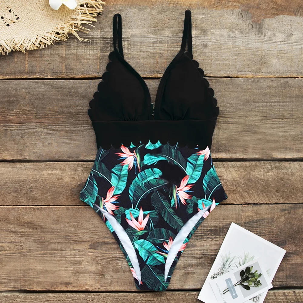 2024 Sexy One Piece Swimsuits Female Shoulder Floral Women Swimwear Push Up Bathing Suits Bodysuits Beach wear Ruffle Monokini