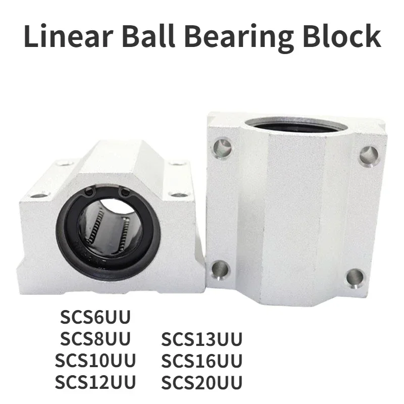 1/4PCsSCS6UU~SCS20UU Linear Ball Bearing Aluminum Slide Block Linear Motion Ball Bearings CNC Slide Bushing,Great for 3D Printer