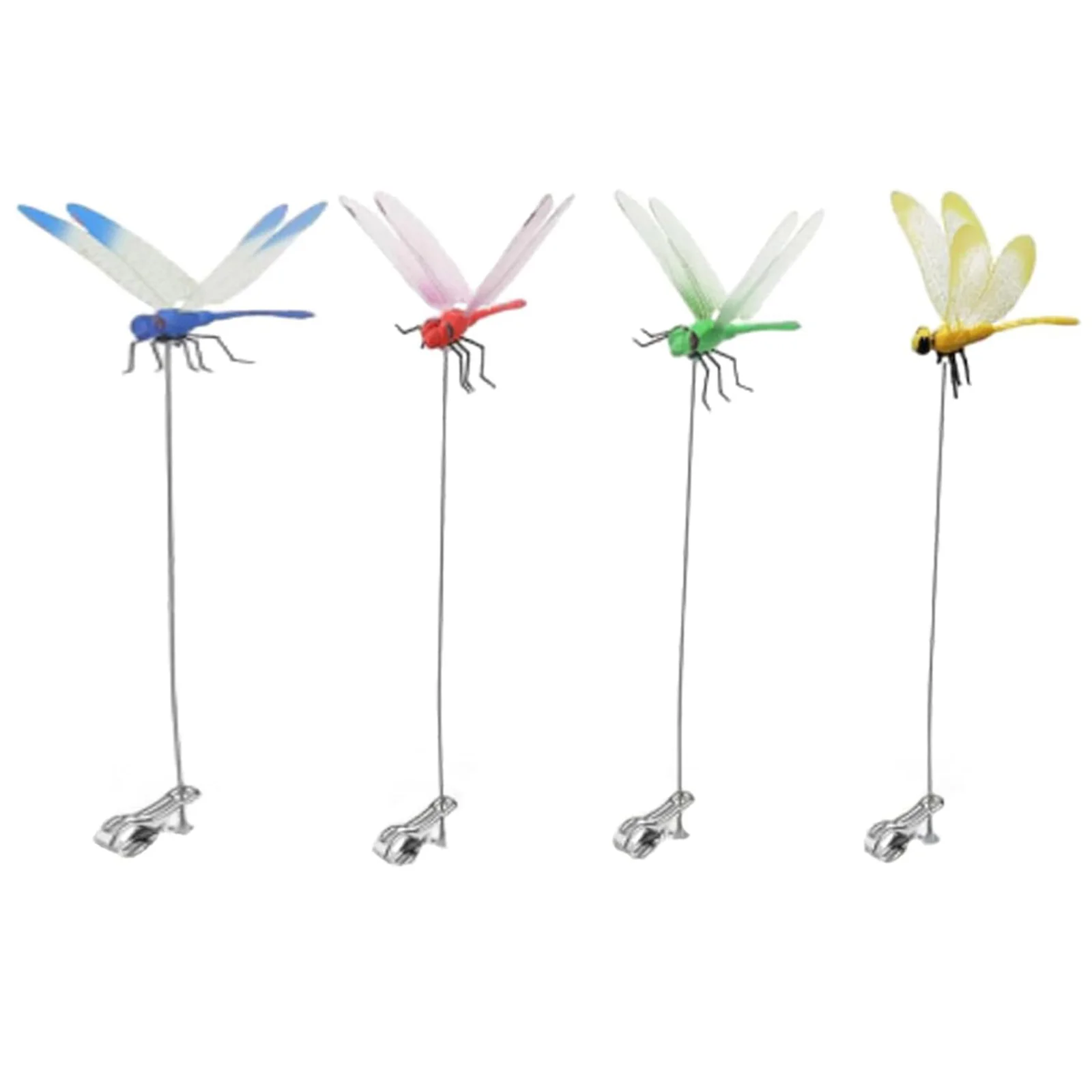 Outdoor Dragonfly Rod Clip Waterproof 3D Artificial Fake Dragon Fly Clips Decoration Dragonfly Hat Clips for Garden Stakes Decor
