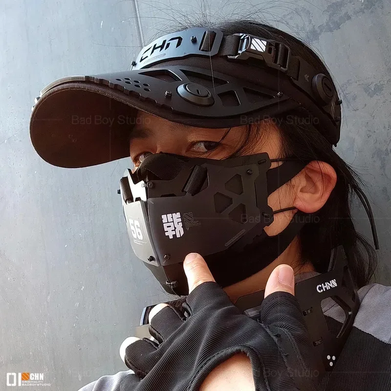 لعبة سايبر بانك قبعة آذان القط أغطية الرأس اكسسوارات الخيال العلمي الميكانيكية قناع اليد درع تأثيري الدعائم هالوين dl;1