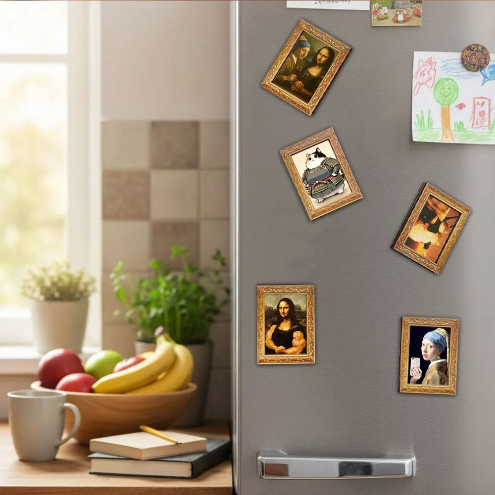 Retro-Haftmagnet aus Holz mit Hakimi-Motiv, Mini-Katzen-Dekorationsbild „My Heart Will Go On“, niedliches Ornament für den Kühlschrank, Heimdekoration – Detail 8